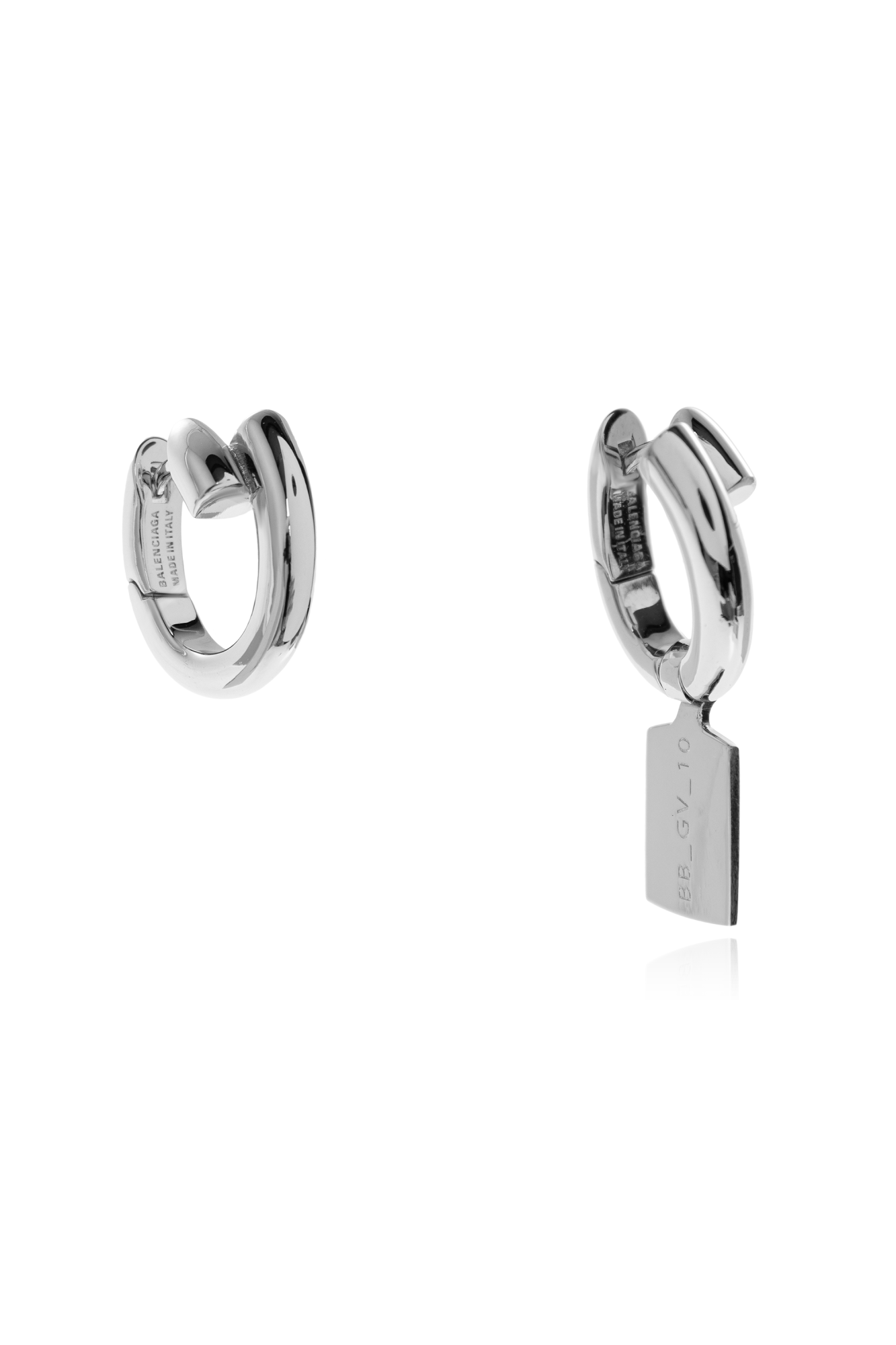 Silver Brass earrings with an asymmetrical shape Balenciaga